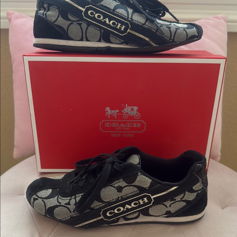 Coach Black and White Logo Sneakers